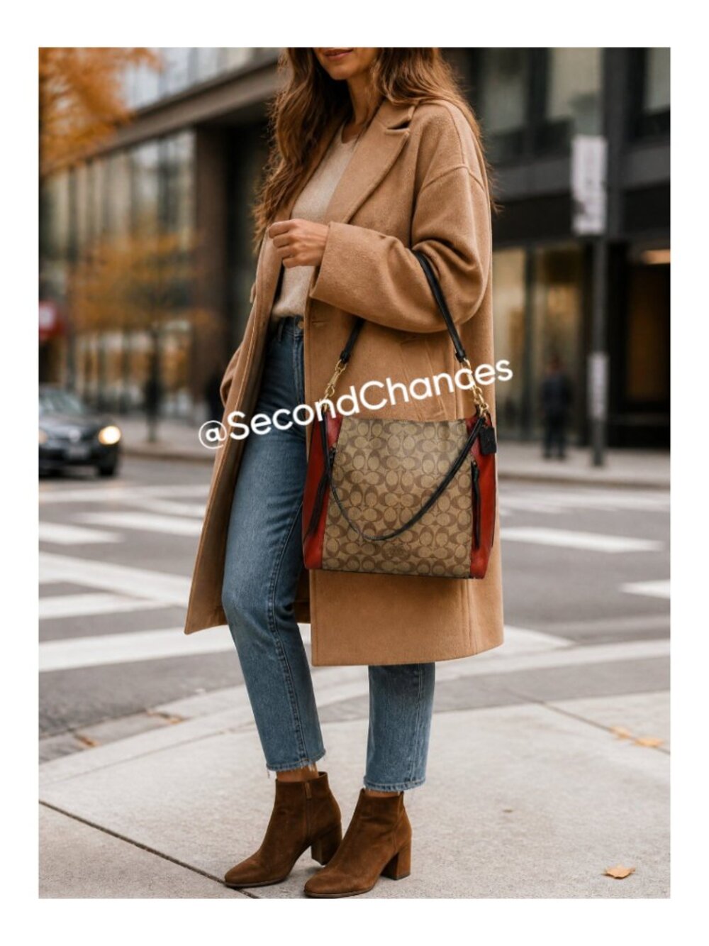 COACH Marlon Hobo 91386 Colorblock Sign Canvas Khaki/Orange, Crossbody in EUC - Picture 2 of 12